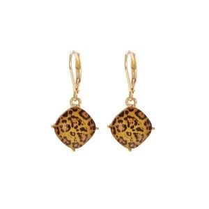 Cushion cut leopard euro earrings